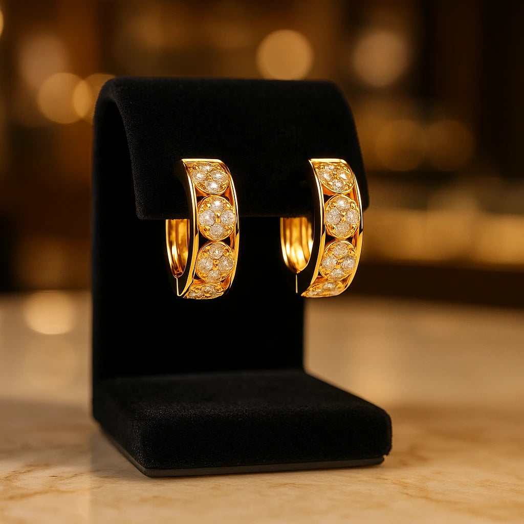 Gold Hoop Earrings with american diamond