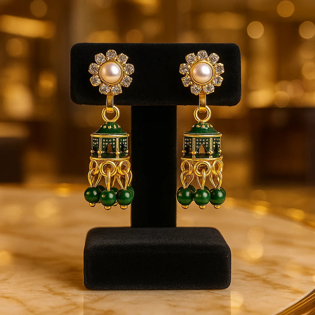 Gold-plated  Meenakari Jhumka Earrings