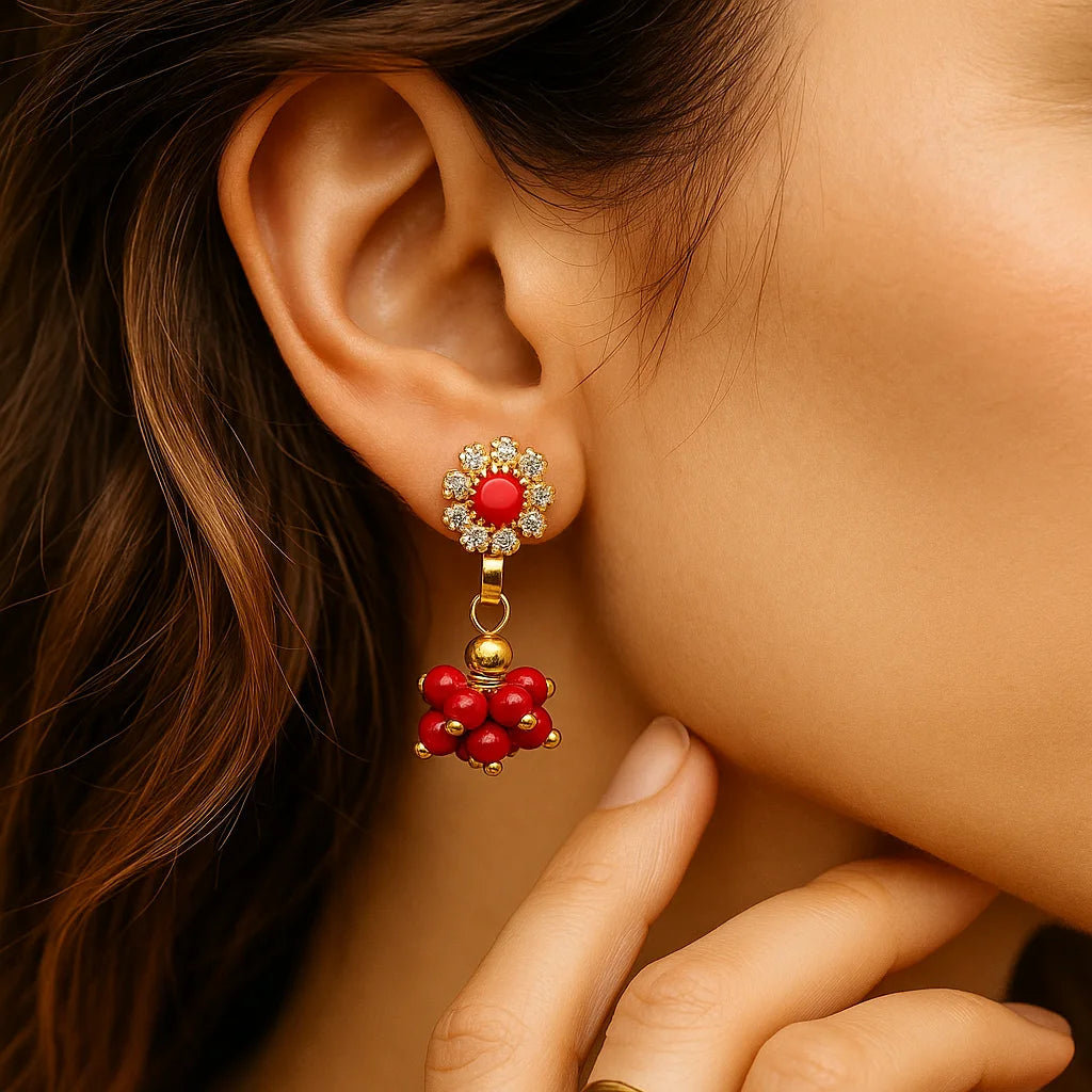 traditional cabachon dangle earring