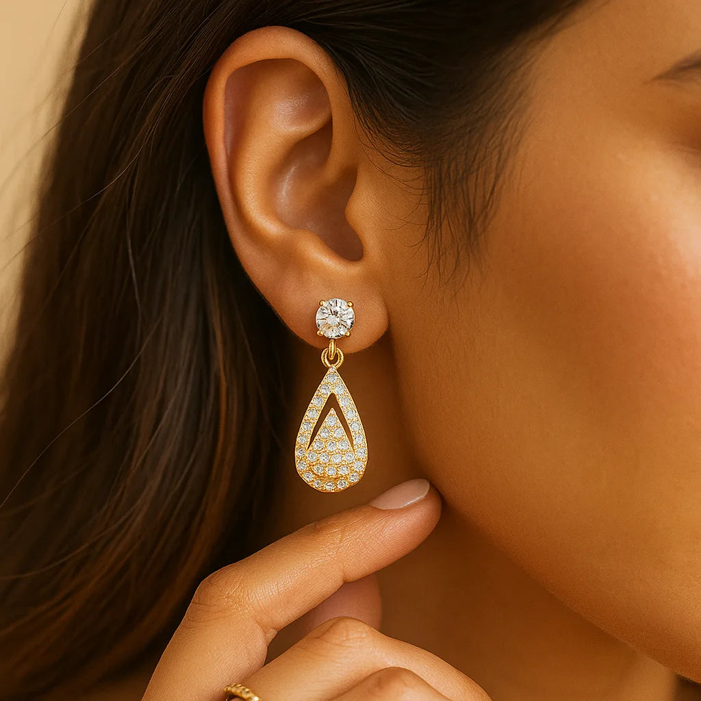 Teardrop Diamond Dangle Earrings