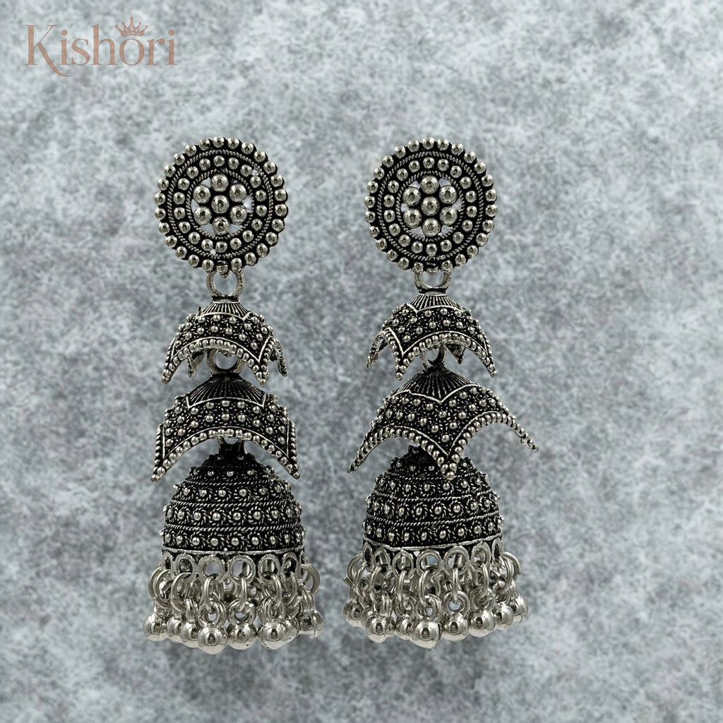 Oxidized Jhumka Earrings.
