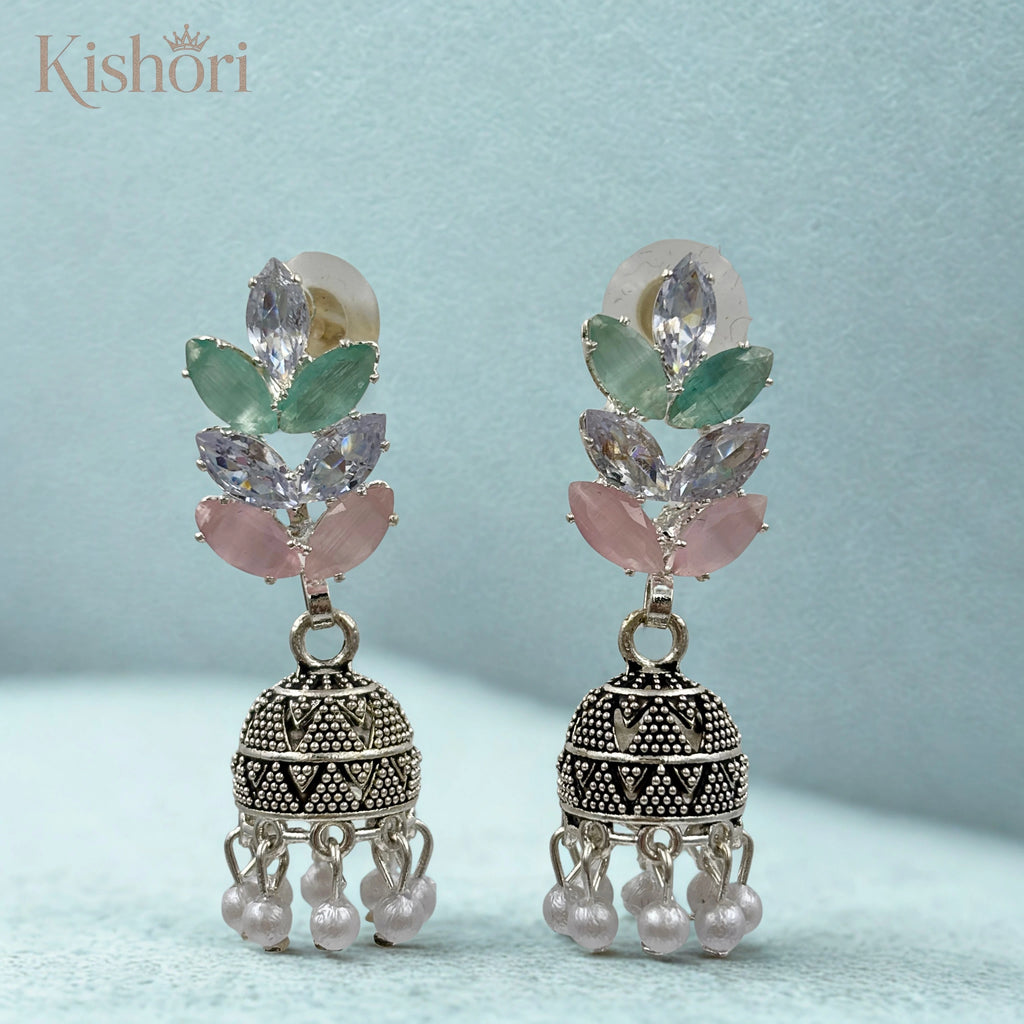 pastel-colored Jhumki earrings
