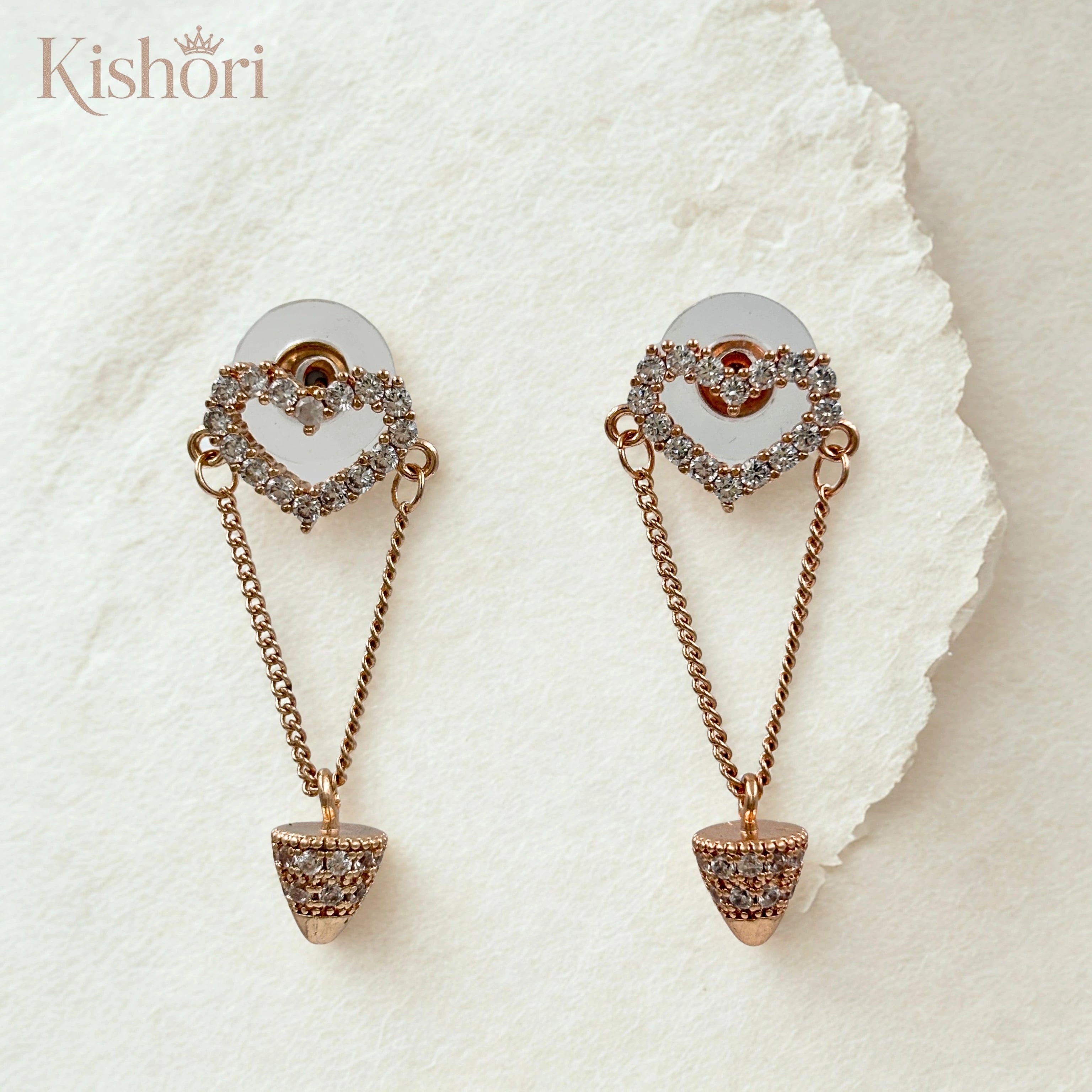 Heart Shape Stud Dangle Drop Earrings