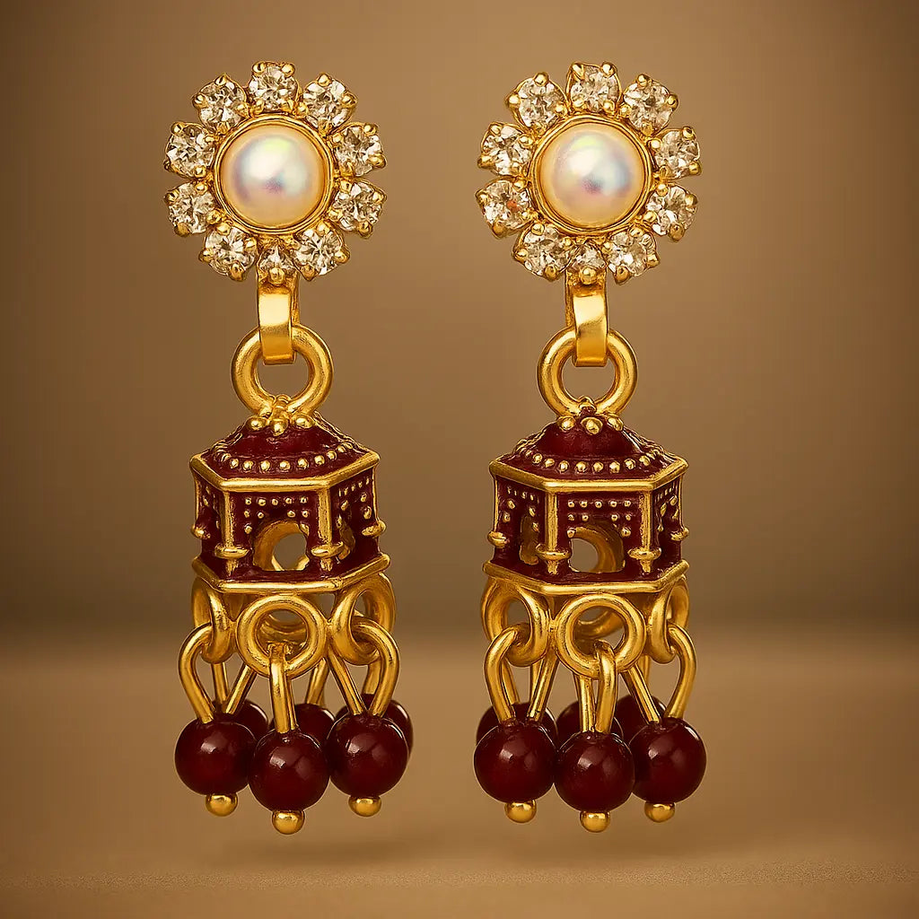 Gold-plated  Meenakari Jhumka Earrings