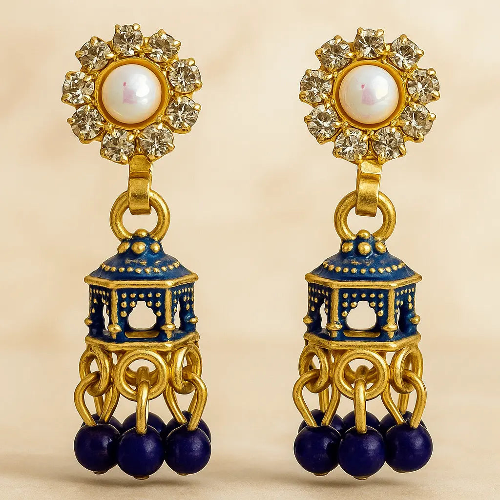 Gold-plated  Meenakari Jhumka Earrings