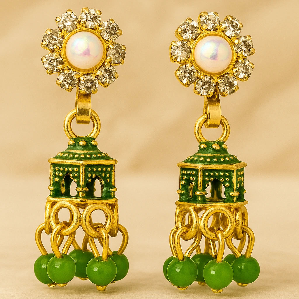 Gold-plated  Meenakari Jhumka Earrings
