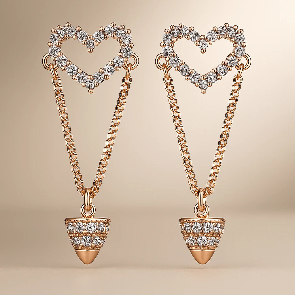 Heart Shape Stud Dangle Drop Earrings