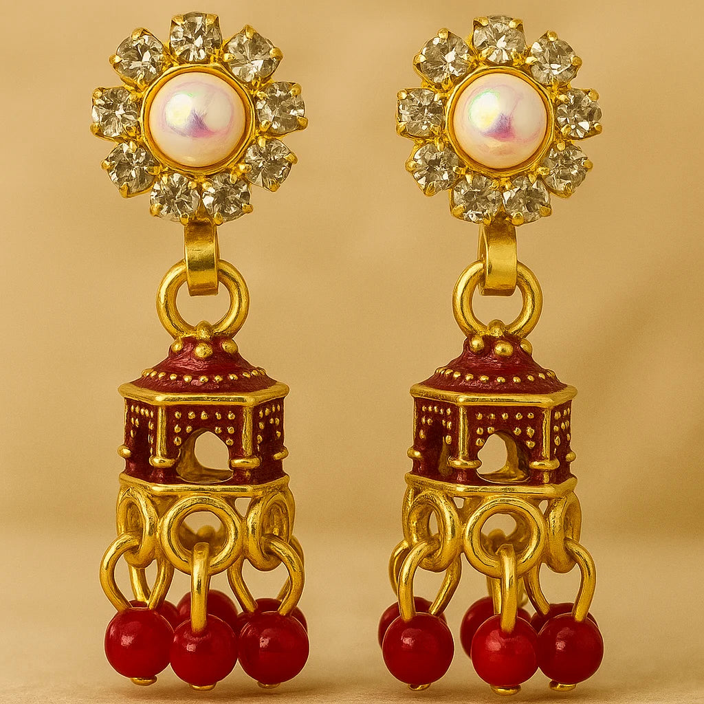 Gold-plated  Meenakari Jhumka Earrings