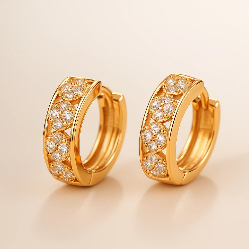 Gold Hoop Earrings with american diamond