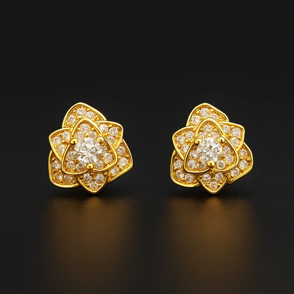Flower Diamond Stud Earring