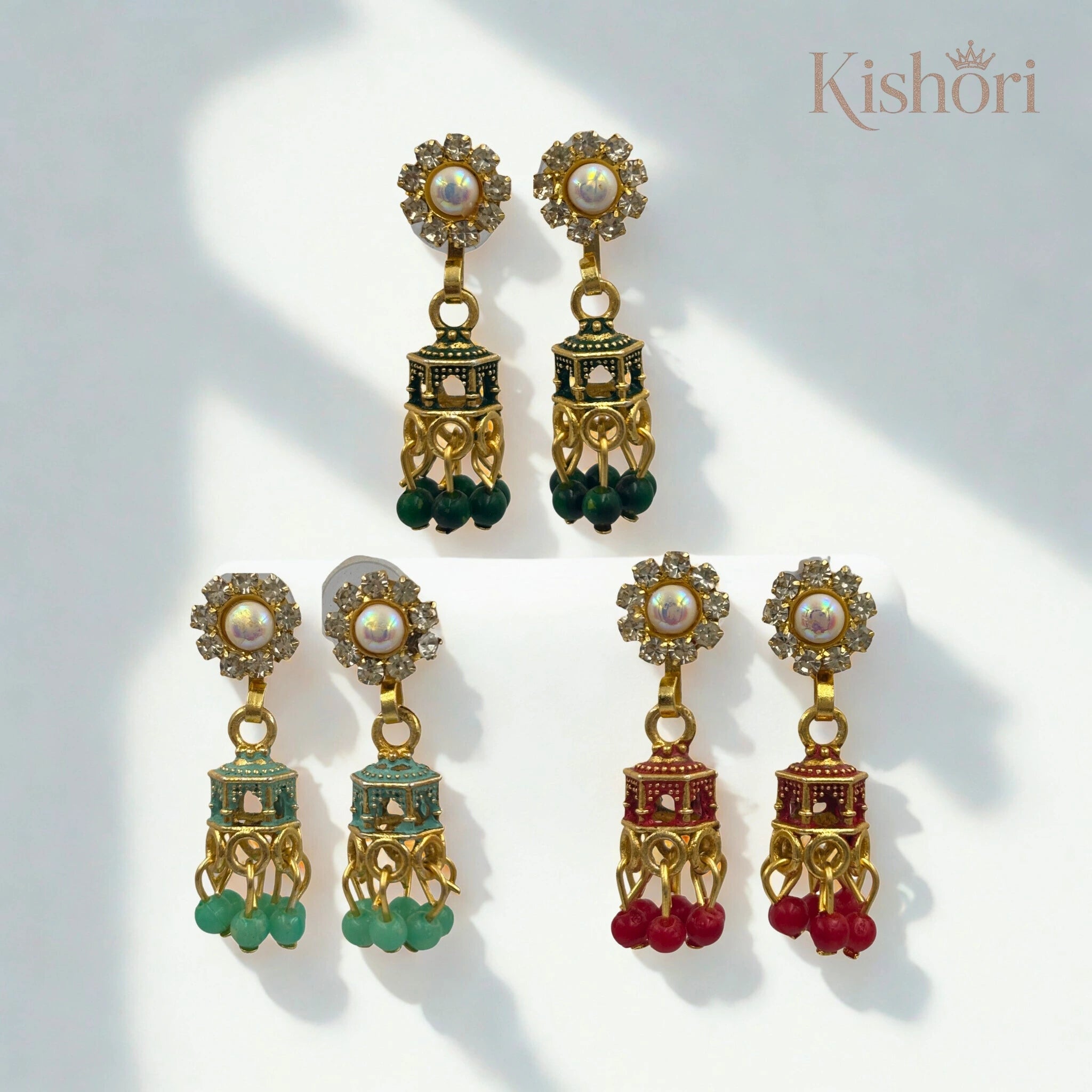 pretty Meenakari Jhumki trio